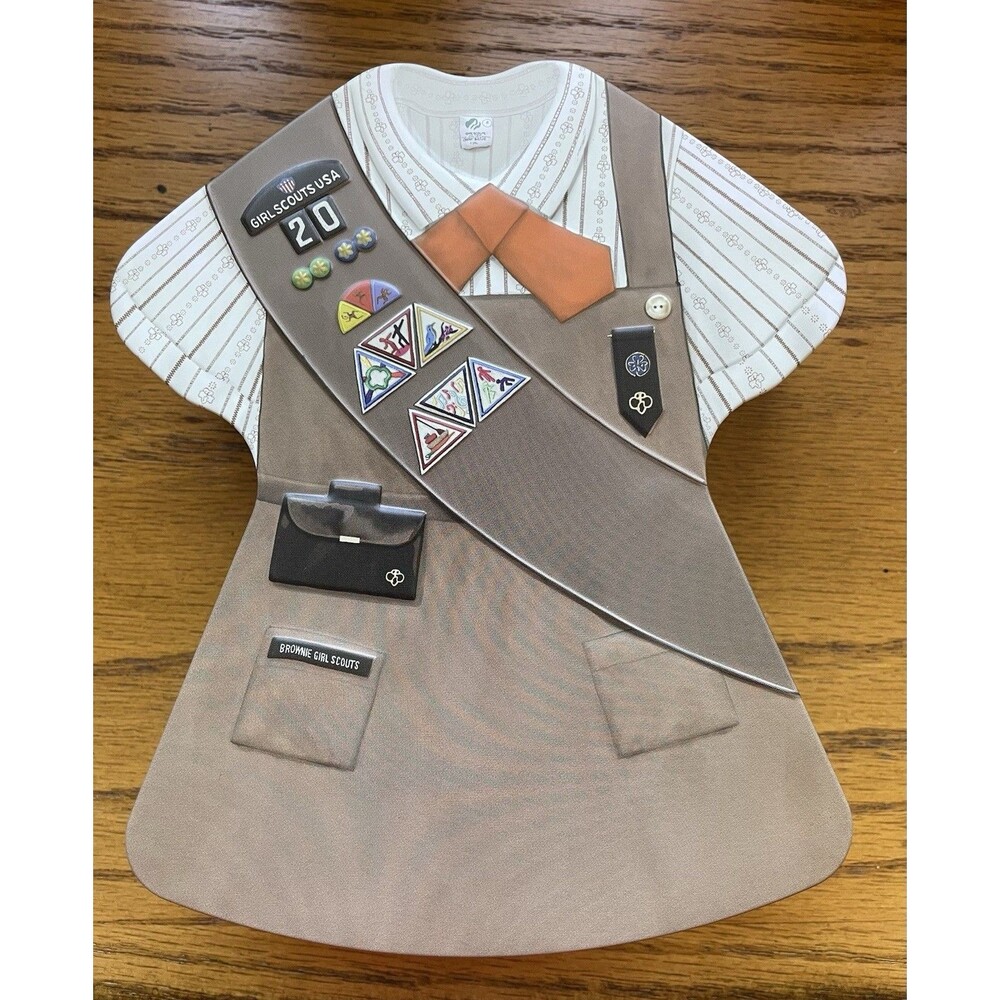 Girl Scout Brownie Uniform Candy Tin 2020 Collectible Sash Shape Empty Metal Box